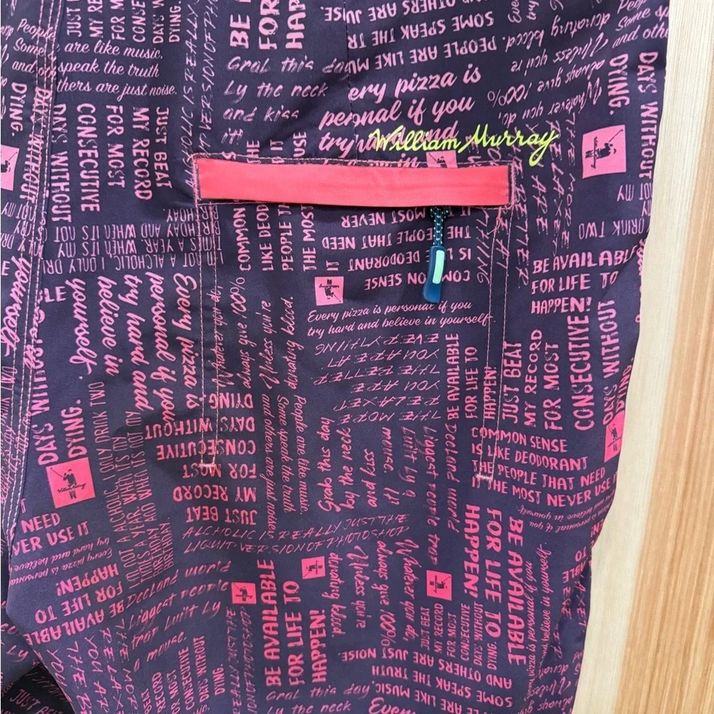 William Murray Golf Words of Wisdom Purple and Pink Board Shorts